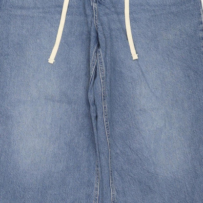 M&S Women’s Blue Wide Leg Drawstring Denim Jeans UK 14 Short