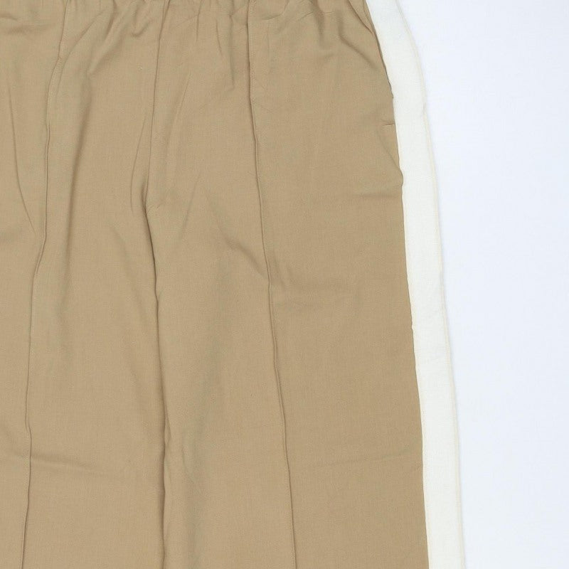Marks and Spencer Women Beige Size 12 Short Wide Leg Drawstring Trousers