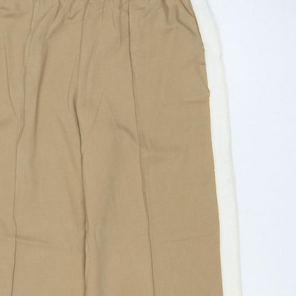 Marks and Spencer Women Beige Size 12 Short Wide Leg Drawstring Trousers