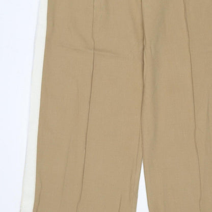 Marks and Spencer Women Beige Size 12 Short Wide Leg Drawstring Trousers