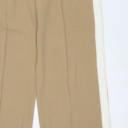 Marks and Spencer Women Beige Size 12 Short Wide Leg Drawstring Trousers