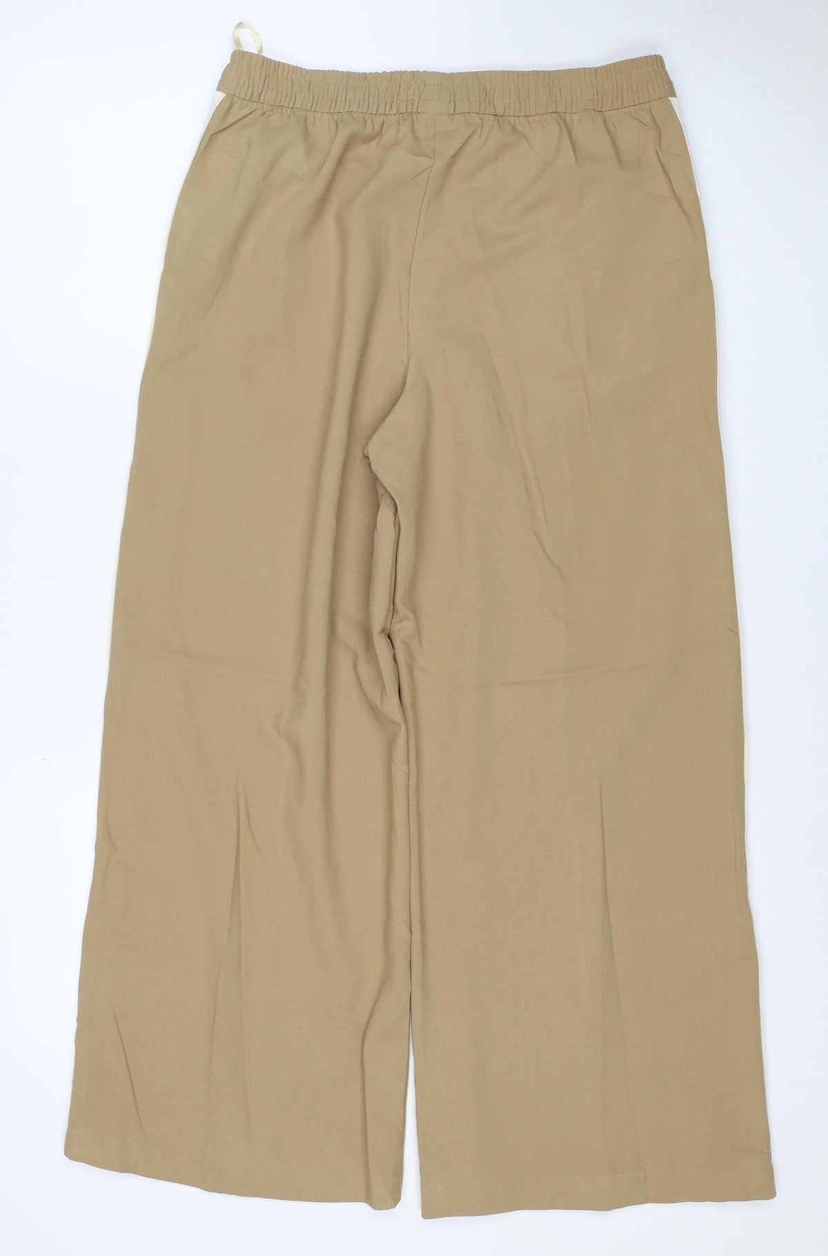 Marks and Spencer Women Beige Size 12 Short Wide Leg Drawstring Trousers