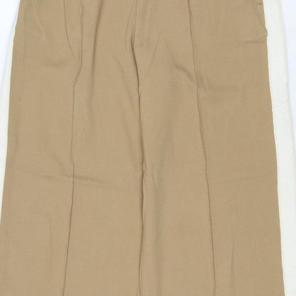 Marks and Spencer Women Beige Size 12 Short Wide Leg Drawstring Trousers