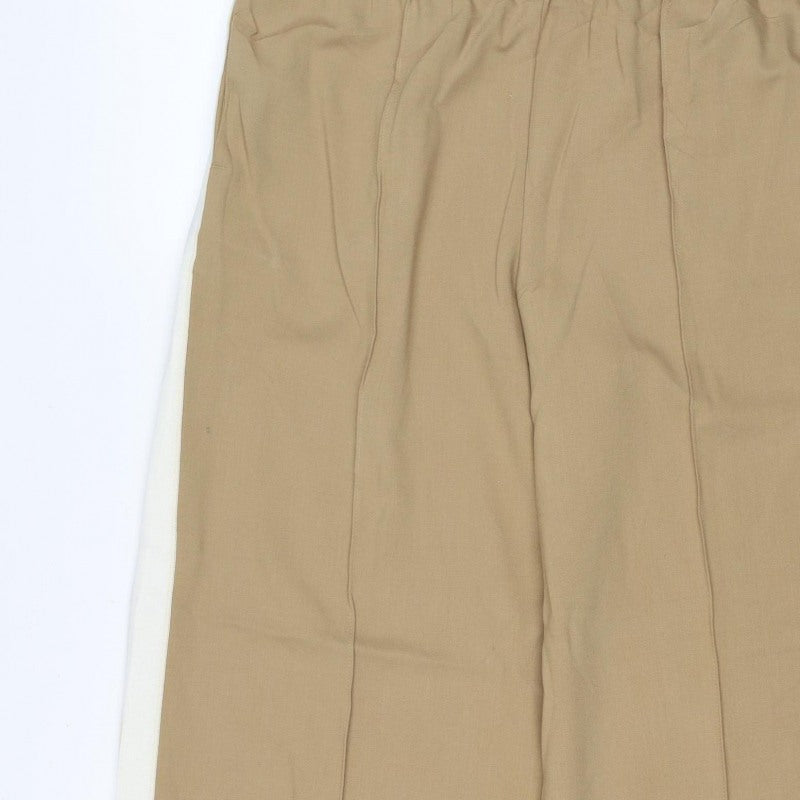 Marks and Spencer Women Beige Size 12 Short Wide Leg Drawstring Trousers