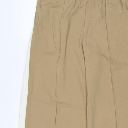 Marks and Spencer Women Beige Size 12 Short Wide Leg Drawstring Trousers