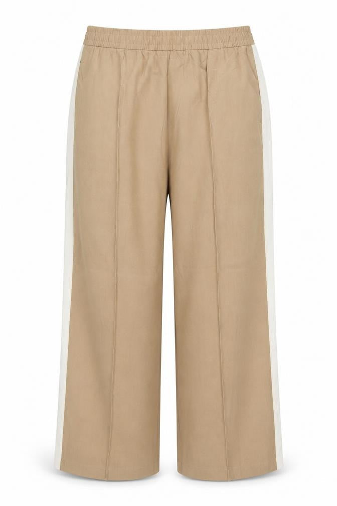 Marks and Spencer Women Beige Size 12 Short Wide Leg Drawstring Trousers