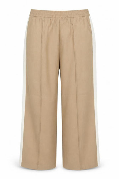 Marks and Spencer Women Beige Size 12 Short Wide Leg Drawstring Trousers