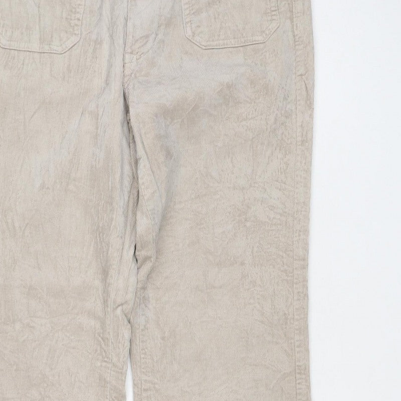 M&S Women’s Beige Size 8 Cotton Flax Cargo Straight Leg Trousers