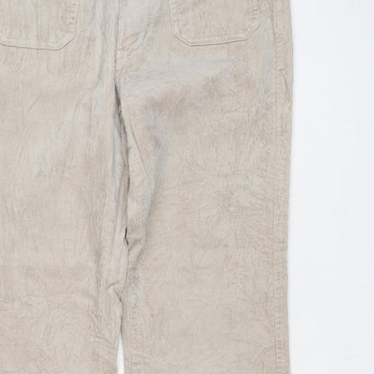 M&S Women’s Beige Size 8 Cotton Flax Cargo Straight Leg Trousers