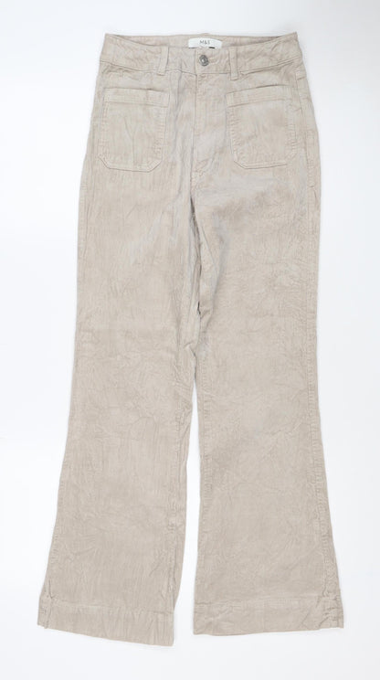 M&S Women’s Beige Size 8 Cotton Flax Cargo Straight Leg Trousers