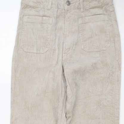 M&S Women’s Beige Size 8 Cotton Flax Cargo Straight Leg Trousers