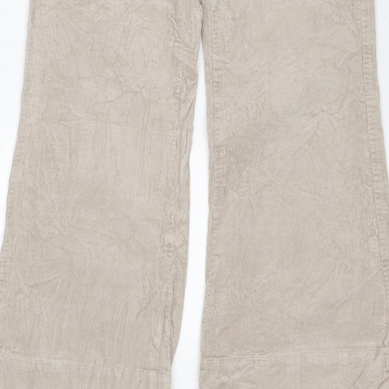 M&S Women’s Beige Size 8 Cotton Flax Cargo Straight Leg Trousers
