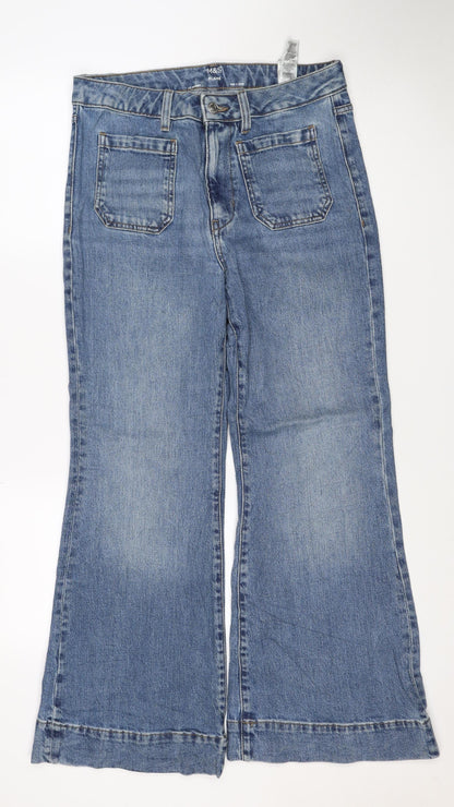 Marks and Spencer Women Blue Size 12 Short Flare Stretch Jeans