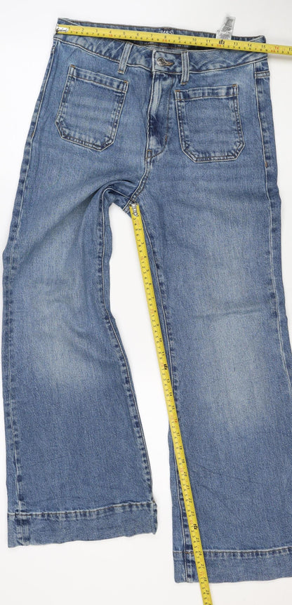 Marks and Spencer Women Blue Size 12 Short Flare Stretch Jeans