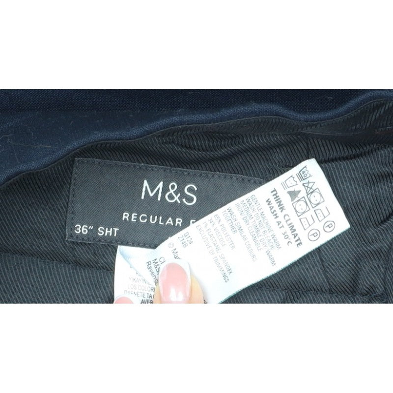 Marks & Spencer Women’s Blue 36 Regular Fit Straight Dress Trousers