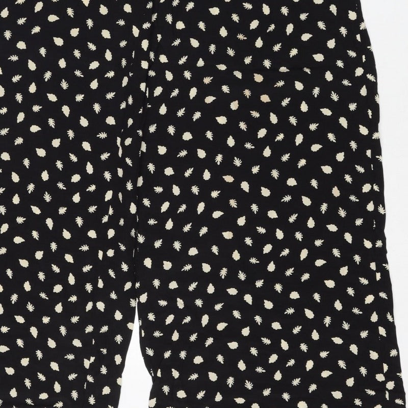 Somerset Alice Temperley Women Black Ivory Floral Cropped Trousers UK 8