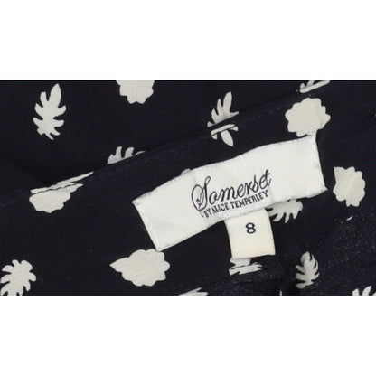 Somerset Alice Temperley Women Black Ivory Floral Cropped Trousers UK 8