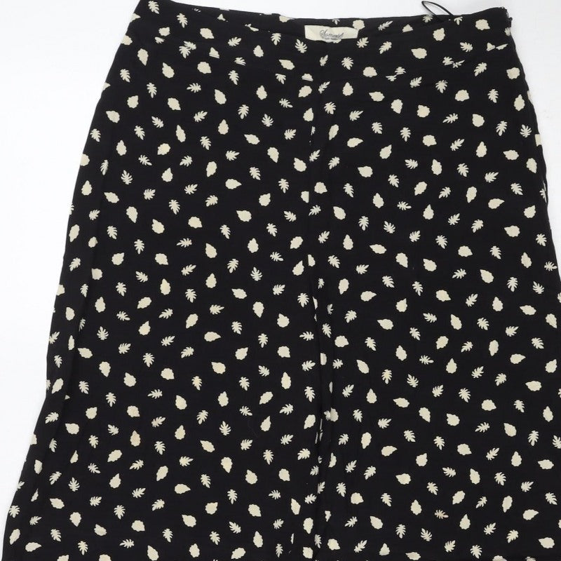 Somerset Alice Temperley Women Black Ivory Floral Cropped Trousers UK 8