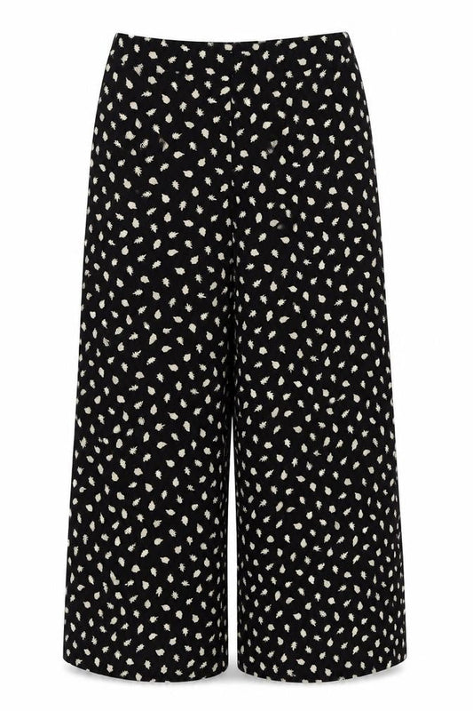 Somerset Alice Temperley Women Black Ivory Floral Cropped Trousers UK 8