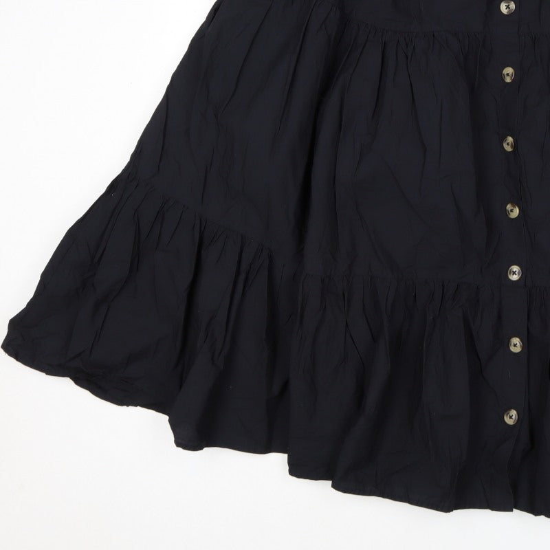 M&S Women’s Black UK 12 Peasant Tiered Button Mini Skirt
