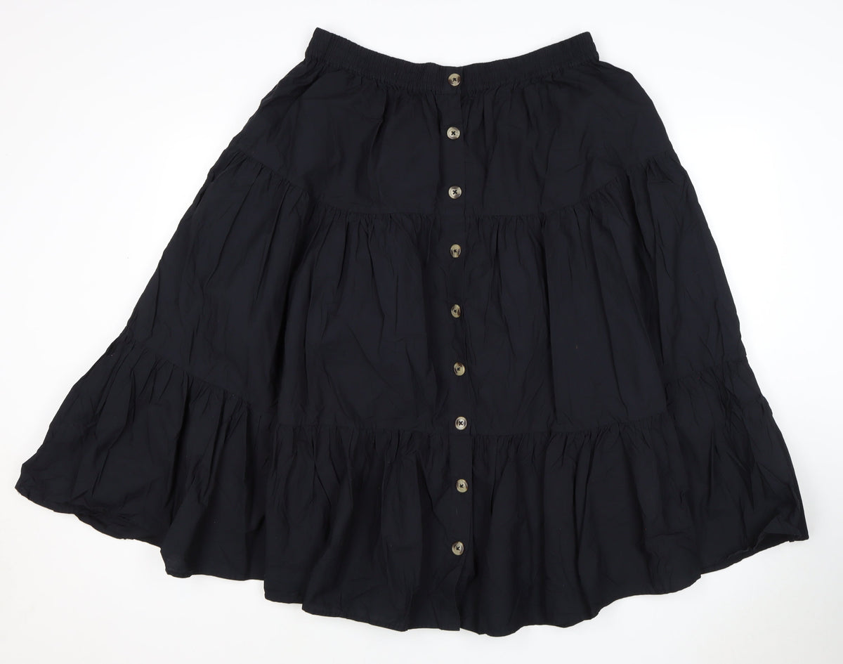 M&S Women’s Black UK 12 Peasant Tiered Button Mini Skirt