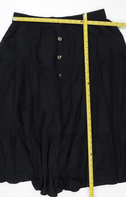 M&S Women’s Black UK 12 Peasant Tiered Button Mini Skirt