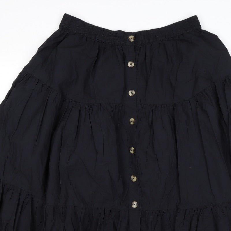 M&S Women’s Black UK 12 Peasant Tiered Button Mini Skirt