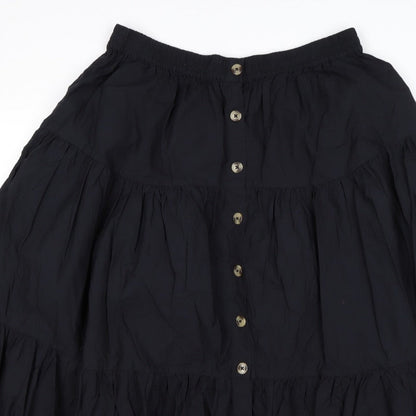 M&S Women’s Black UK 12 Peasant Tiered Button Mini Skirt