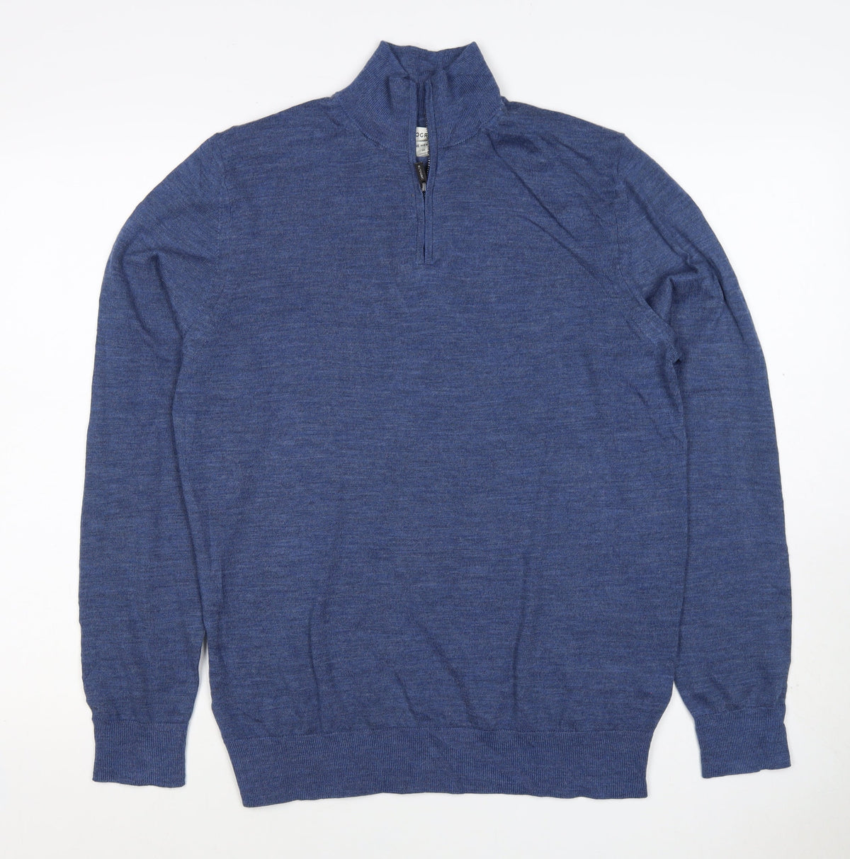 M&S Autograph Men Blue M Merino Wool 1/4 Zip High Neck Jumper