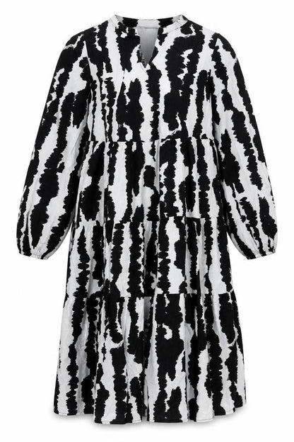 M&S Women Black White Linen Rich Size 14 Shift Knee Dress