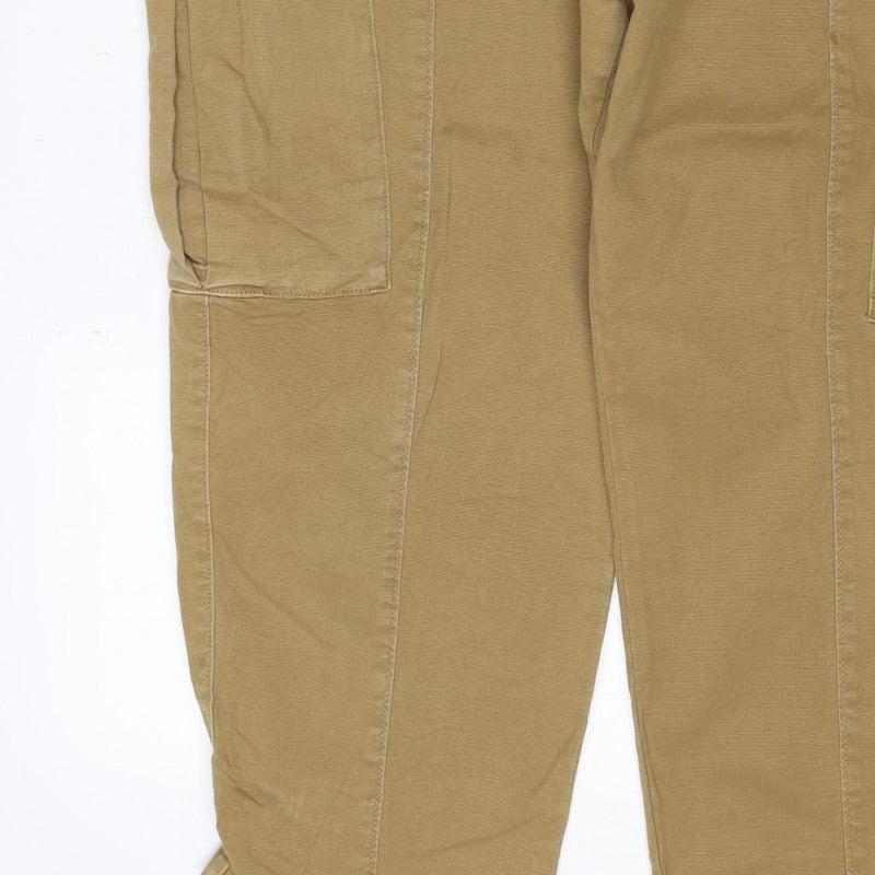 Marks & Spencer Women Beige Cargo Trousers Size 18 Short Cotton Stretch