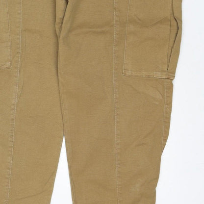 Marks & Spencer Women Beige Cargo Trousers Size 18 Short Cotton Stretch