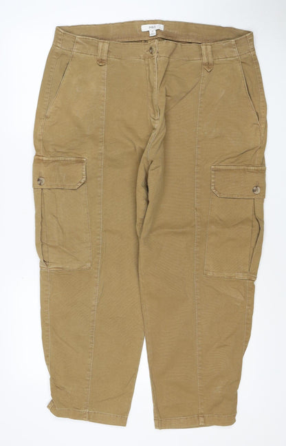 Marks & Spencer Women Beige Cargo Trousers Size 18 Short Cotton Stretch
