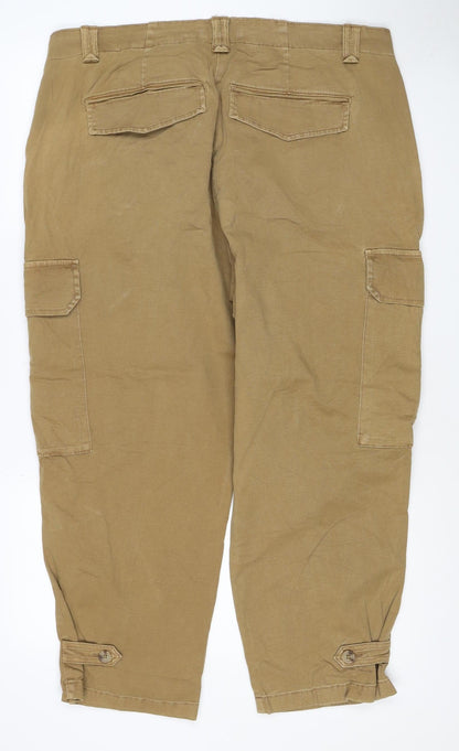 Marks & Spencer Women Beige Cargo Trousers Size 18 Short Cotton Stretch