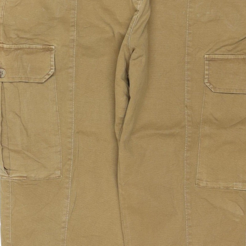Marks & Spencer Women Beige Cargo Trousers Size 18 Short Cotton Stretch