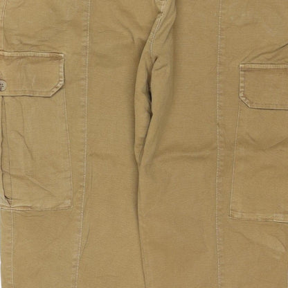 Marks & Spencer Women Beige Cargo Trousers Size 18 Short Cotton Stretch