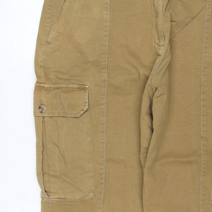 Marks & Spencer Women Beige Cargo Trousers Size 18 Short Cotton Stretch