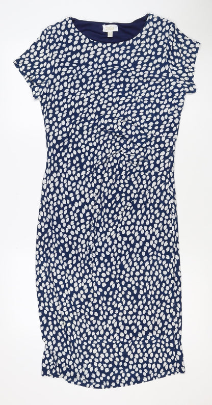 Stella Morgan Women Blue White Leaf Print UK 10 Knee Length Shift Dress