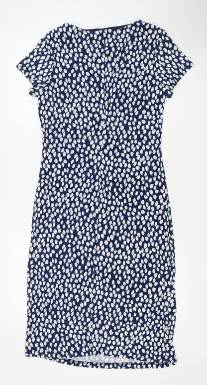 Stella Morgan Women Blue White Leaf Print UK 10 Knee Length Shift Dress