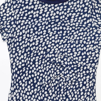 Stella Morgan Women Blue White Leaf Print UK 10 Knee Length Shift Dress