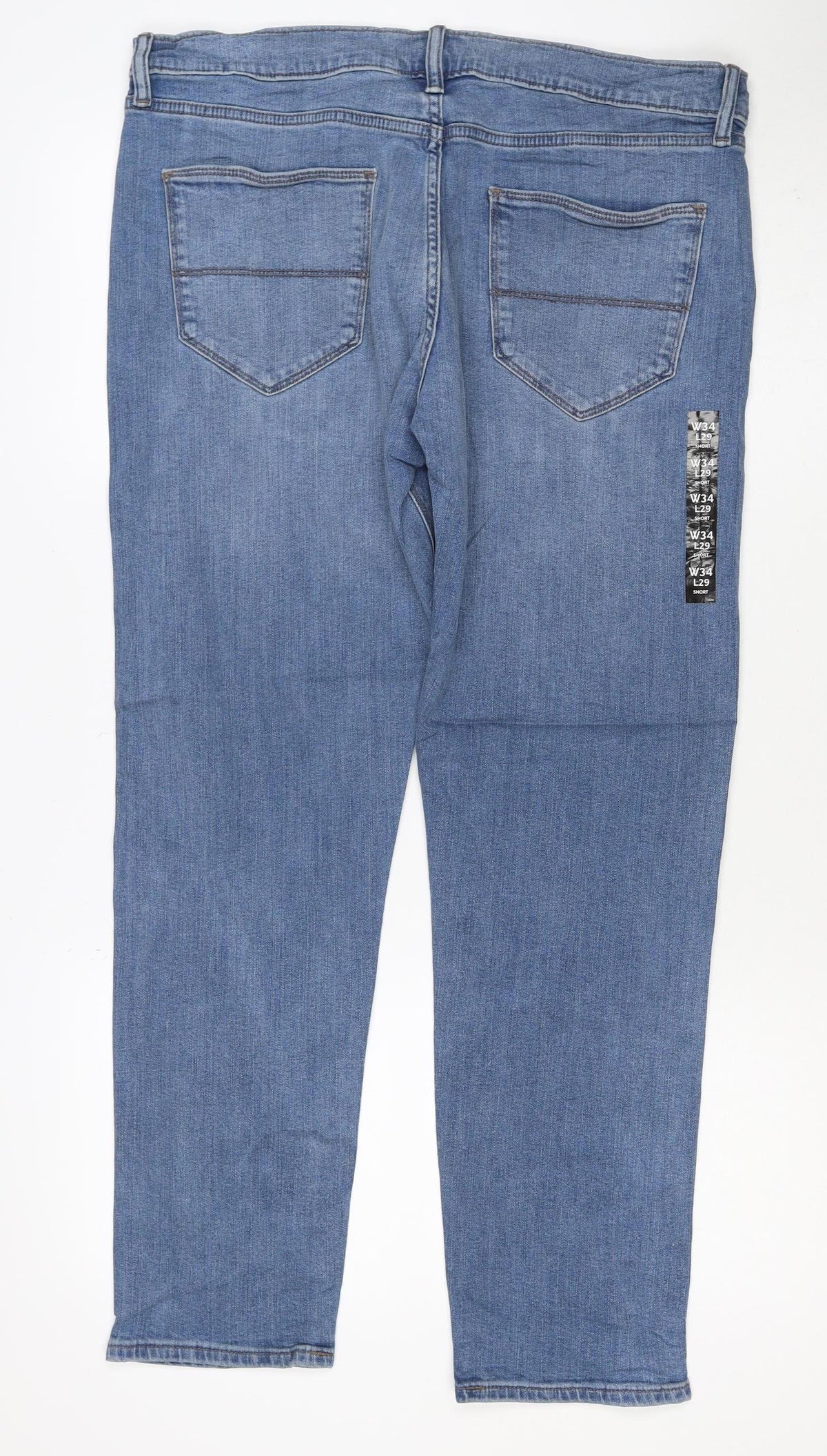 M&S Men’s Blue 34W 29L Slim Fit Light Wash Stretch Jeans