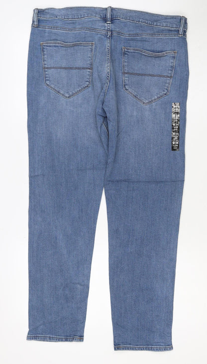 M&S Men’s Blue 34W 29L Slim Fit Light Wash Stretch Jeans