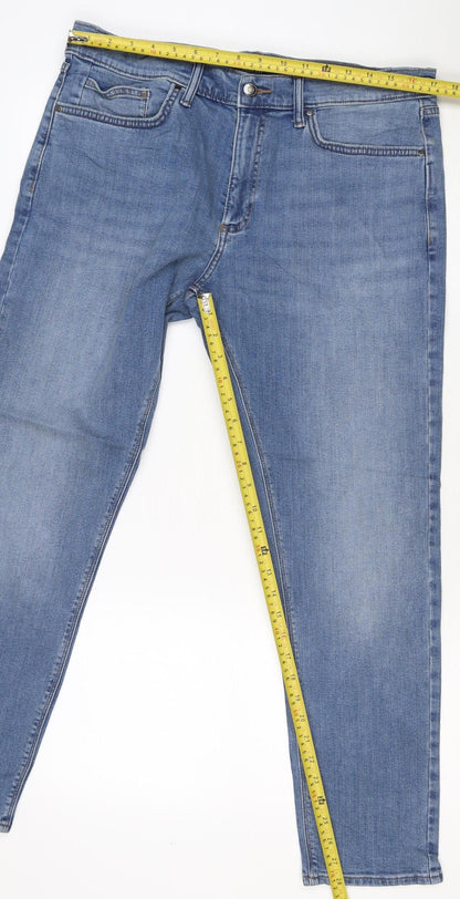 M&S Men’s Blue 34W 29L Slim Fit Light Wash Stretch Jeans