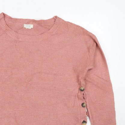 Fat Face Women’s Pink UK 10 Button Side Knit Pullover Jumper