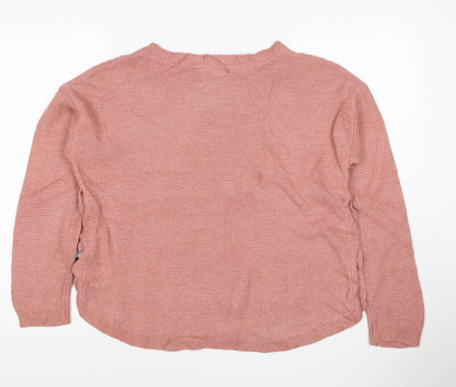 Fat Face Women’s Pink UK 10 Button Side Knit Pullover Jumper