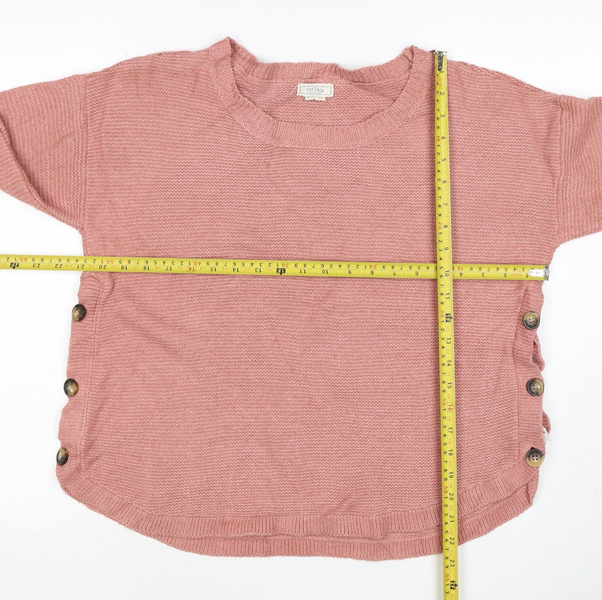 Fat Face Women’s Pink UK 10 Button Side Knit Pullover Jumper