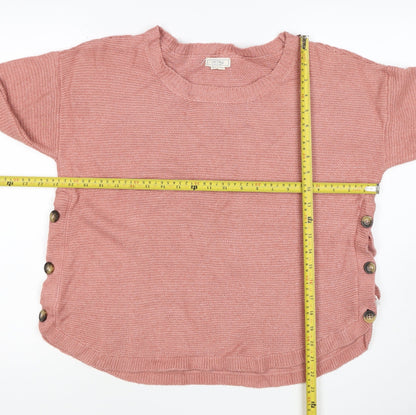 Fat Face Women’s Pink UK 10 Button Side Knit Pullover Jumper