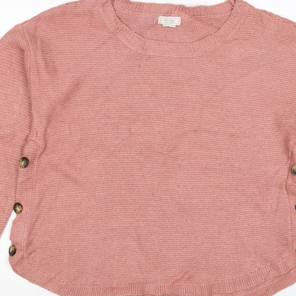 Fat Face Women’s Pink UK 10 Button Side Knit Pullover Jumper