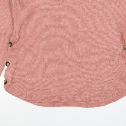 Fat Face Women’s Pink UK 10 Button Side Knit Pullover Jumper