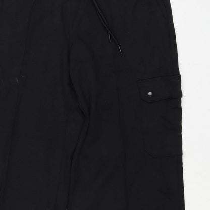 Marks and Spencer Women Black Size 12 Regular Cargo Trousers Drawstring